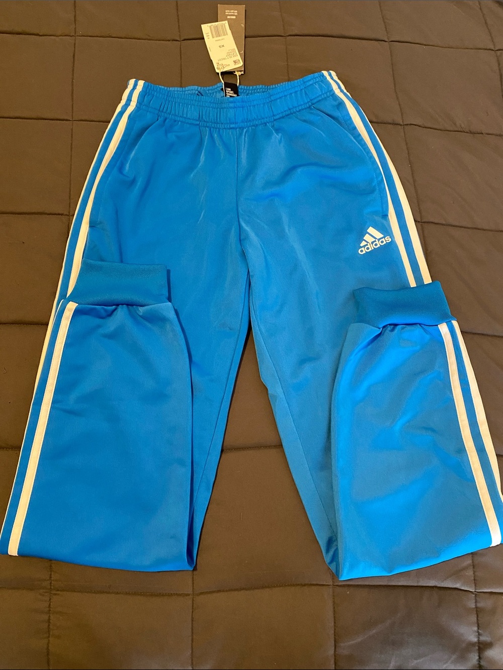 NWT Adidas blue 3-STRIPES TRICOT  TAPERED TRACK PANTS XS - Picture 5 of 11